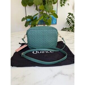 NWT Quince Italian Leather Handwoven Crossbody Bag Emerald Green